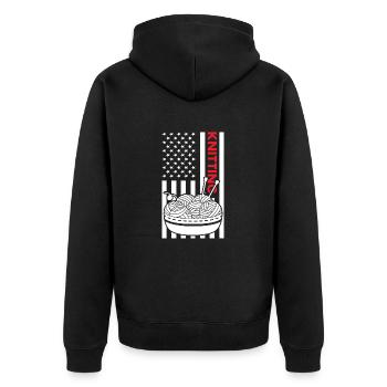 Knitter Us Flag Knitting - Unisex Premium Organic Zip Hoodie - black - Back - Nico (187cm)
