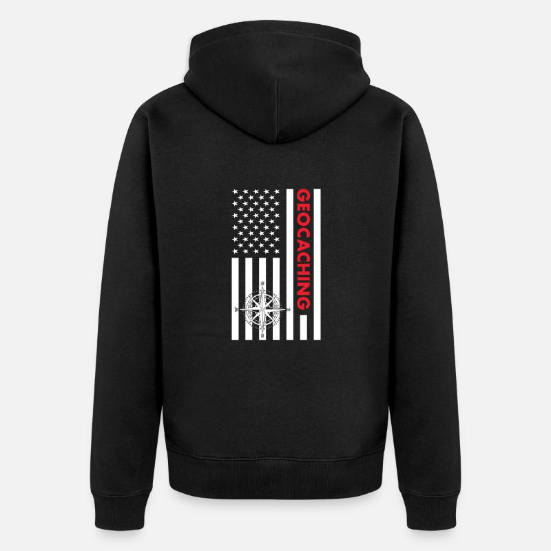 Geocacher Us Flag Geocaching - Veste à capuche bio Premium Unisexe - noir