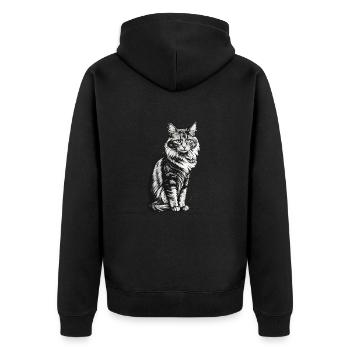 Edle Katze sitzend - Unisex Premium Bio Zip Hoodie - Schwarz - Hinten - Nico (187cm)