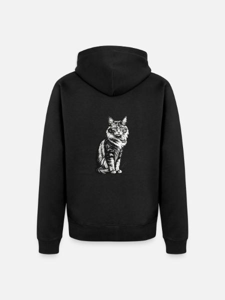 Edle Katze sitzend - Unisex Premium Bio Zip Hoodie - Schwarz