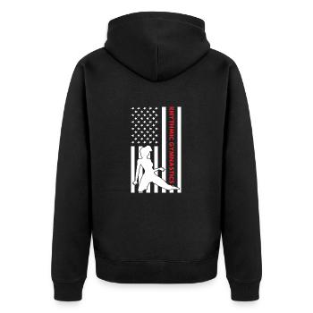 Gymnast Us Flag Rhythmic Gymnastics - Unisex Premium Organic Zip Hoodie - black - Back - Nico (187cm)