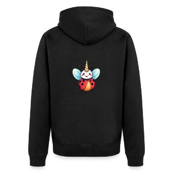 Einhornmarienkäfer - Unisex Premium Bio Zip Hoodie - Schwarz - Hinten - Nico (187cm)