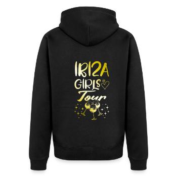 Ibiza Girls Tour Gold - Unisex Premium Bio Zip Hoodie - Schwarz - Hinten - Nico (187cm)