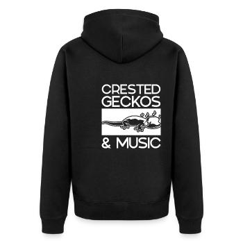 Crested Geckos Music Notes Musician Exotic Animal - Unisex Premium Organic Zip Hoodie - black - Back - Nico (187cm)