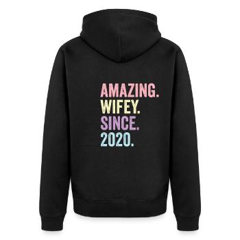 Amazing Wifey Since 2020 - Unisex Premium Organic Zip Hoodie - black - Back - Nico (187cm)