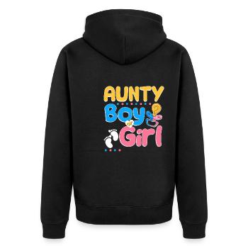 Pink or Blue Aunty Loves You Best Auntie Ever - Unisex Premium Bio Zip Hoodie - Schwarz - Hinten - Nico (187cm)