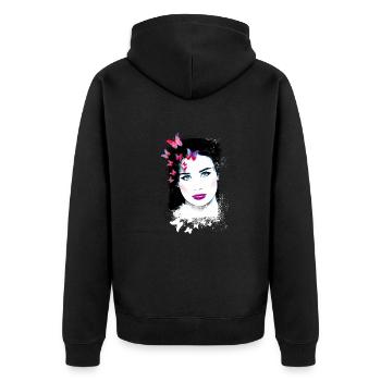 Femme, Yeux Verts,Papillons, Visage,Peinture - Veste à capuche bio Premium Unisexe - noir - Dos - Nico (187cm)