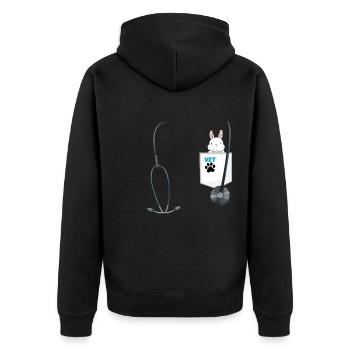Veterinarian Costume School Career Day Outfit - Unisex Premium Bio Zip Hoodie - Schwarz - Hinten - Nico (187cm)