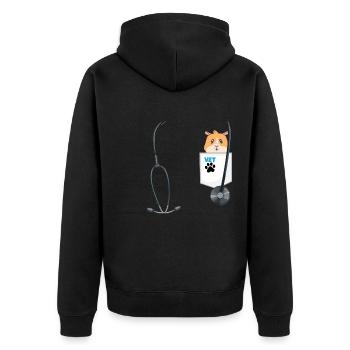 Veterinarian Costume School Career Day Outfit - Unisex Premium Bio Zip Hoodie - Schwarz - Hinten - Nico (187cm)