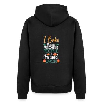 Bake Punching People Frowned Upon - Unisex Premium Organic Zip Hoodie - black - Back - Nico (187cm)