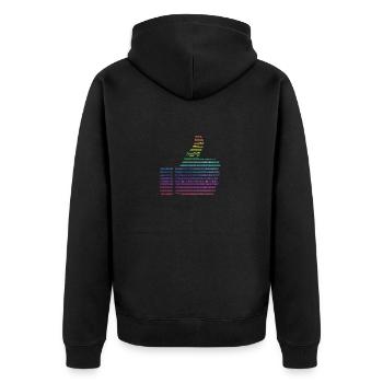 hand like binär regenbogen - Unisex Premium Bio Zip Hoodie - Schwarz - Hinten - Nico (187cm)