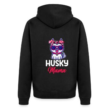 Hund Husky Mama - Unisex Premium Bio Zip Hoodie - Schwarz - Hinten - Nico (187cm)