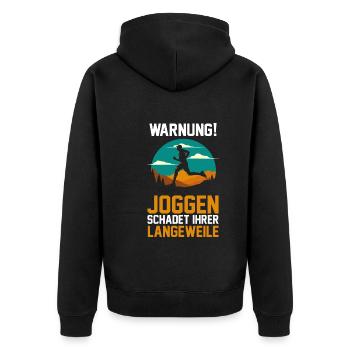 Läufer Joggen Laufen - Unisex Premium Bio Zip Hoodie - Schwarz - Hinten - Nico (187cm)