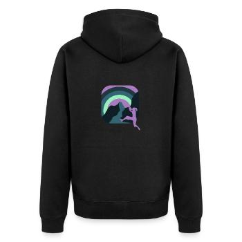 Bouldern - Unisex Premium Bio Zip Hoodie - Schwarz - Hinten - Nico (187cm)