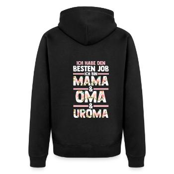 Mutter Mama Oma Uroma - Unisex Premium Bio Zip Hoodie - Schwarz - Hinten - Nico (187cm)