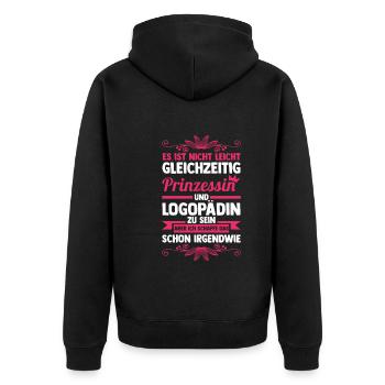 Logopädie Logopädin - Unisex Premium Bio Zip Hoodie - Schwarz - Hinten - Nico (187cm)