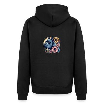 Cane Corso Retro Pastell Blumen - Unisex Premium Bio Zip Hoodie - Schwarz - Hinten - Nico (187cm)