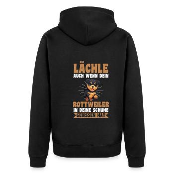Hund Rottweiler - Unisex Premium Bio Zip Hoodie - Schwarz - Hinten - Nico (187cm)