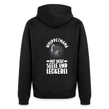 Hund Hundemama Whippetmama Mutter Whippet - Unisex Premium Bio Zip Hoodie - Schwarz - Hinten - Nico (187cm)