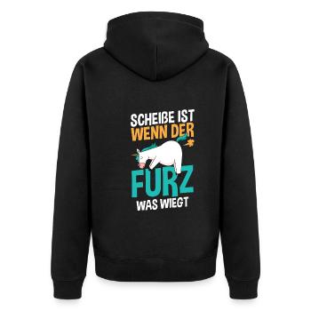 Shit Is When The Fart Weighs What - Unisex Premium Organic Zip Hoodie - black - Back - Nico (187cm)