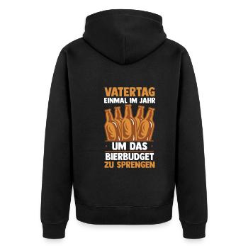 Papa Bier Vater Vatertag - Unisex Premium Bio Zip Hoodie - Schwarz - Hinten - Nico (187cm)