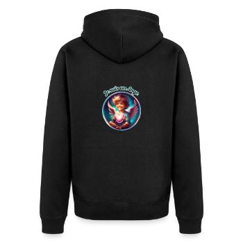 Ich bin ein Engel - Unisex Premium Bio Zip Hoodie - Schwarz - Hinten - Nico (187cm)
