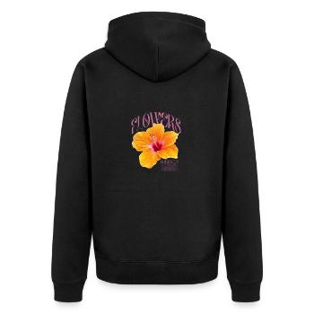 Hibiskus Hibiskusblüte Blume Blumen - Unisex Premium Bio Zip Hoodie - Schwarz - Hinten - Nico (187cm)