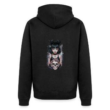 Gothik Girl für Gothik Fans - Unisex Premium Bio Zip Hoodie - Schwarz - Hinten - Nico (187cm)