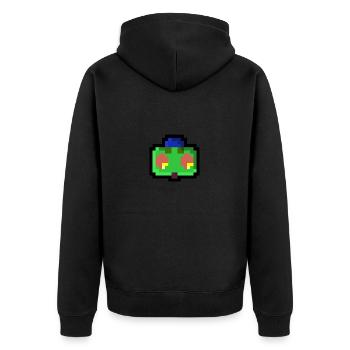 Pixel Roboter - Unisex Premium Bio Zip Hoodie - Schwarz - Hinten - Nico (187cm)