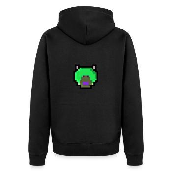 Pixel Bär - Unisex Premium Bio Zip Hoodie - Schwarz - Hinten - Nico (187cm)