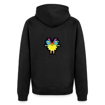 Pixel Bird - Unisex Premium Bio Zip Hoodie - Schwarz - Hinten - Nico (187cm)