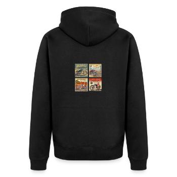 Affiche de moto vintage, moto vintage - Veste à capuche bio Premium Unisexe - noir - Dos - Nico (187cm)