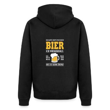 Bier - Unisex Premium Bio Zip Hoodie - Schwarz - Hinten - Nico (187cm)