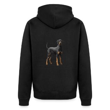 Doberman Hund Tier - Unisex Premium Bio Zip Hoodie - Schwarz - Hinten - Nico (187cm)