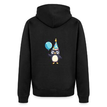 Pingouin Anniversaire Bébé - Veste à capuche bio Premium Unisexe - noir - Dos - Nico (187cm)
