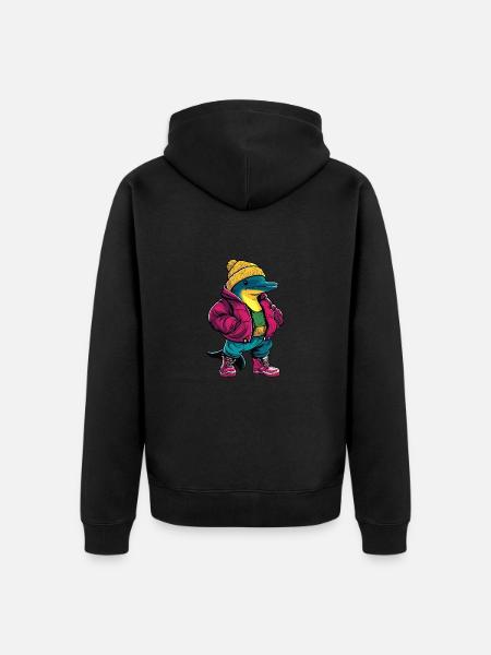 Dolphin Funny Winter - Unisex Premium Organic Zip Hoodie - black