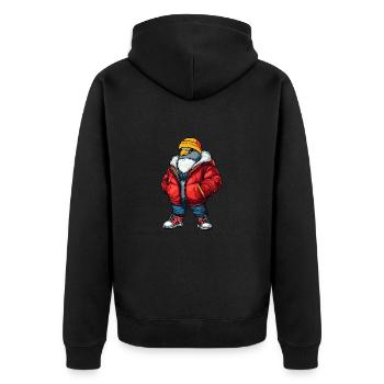 Colombe oiseau drôle d’hiver - Veste à capuche bio Premium Unisexe - noir - Dos - Nico (187cm)