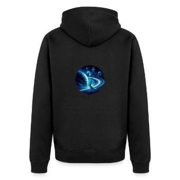 Sailboat with Saturn Fantasy Universe - Unisex Premium Organic Zip Hoodie - black - Back - Nico (187cm)