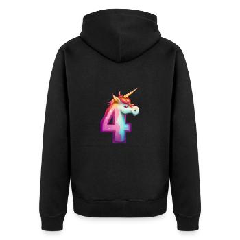 Einhorn 4. Geburtstag - Unisex Premium Bio Zip Hoodie - Schwarz - Hinten - Nico (187cm)