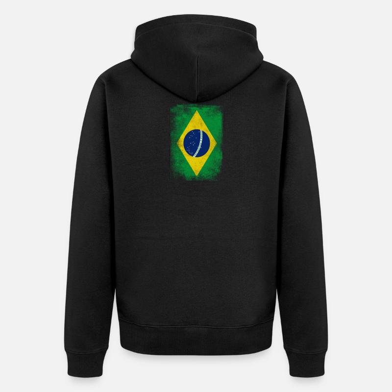 Brésil Drapeau Brésilien fier Vintage Distressed - Veste à capuche bio Premium Unisexe - noir