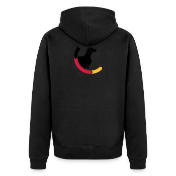Dackel Langhaar 2 Deutschland 3c - Unisex Premium Bio Zip Hoodie - Schwarz - Hinten - Nico (187cm)