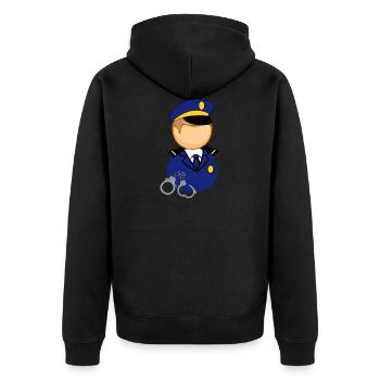 Polizist - Unisex Premium Bio Zip Hoodie - Schwarz - Hinten - Nico (187cm)