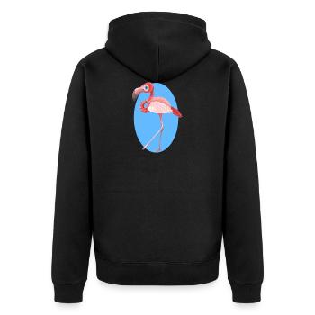 flamingo - Unisex Premium Organic Zip Hoodie - black - Back - Nico (187cm)