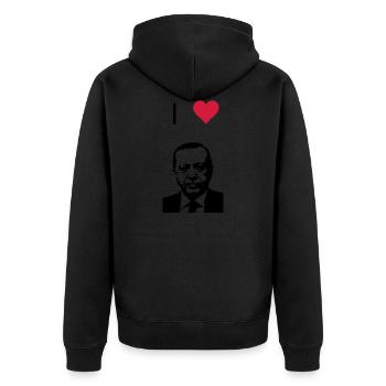 Recep Tayyip Erdoğan - Unisex Premium Bio Zip Hoodie - Schwarz - Hinten - Nico (187cm)