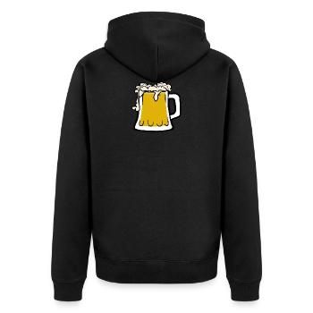 alcohol bier - Unisex Premium Bio Zip Hoodie - Schwarz - Hinten - Nico (187cm)
