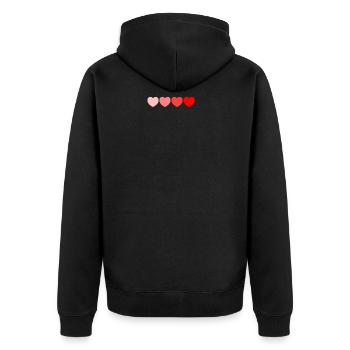 Herzen; Herzverlauf - Unisex Premium Bio Zip Hoodie - Schwarz - Hinten - Nico (187cm)