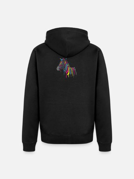 Zebra with paint - Unisex Premium Organic Zip Hoodie - black