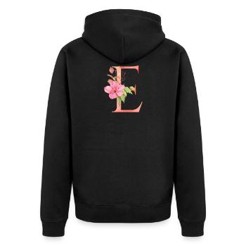 Letter E - Unisex Premium Organic Zip Hoodie - black - Back - Nico (187cm)