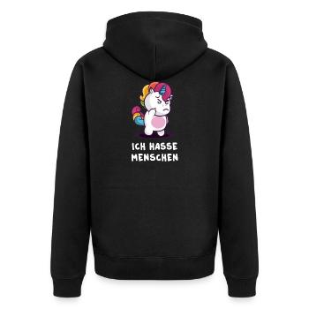Je déteste les gens - Veste à capuche bio Premium Unisexe - noir - Dos - Nico (187cm)