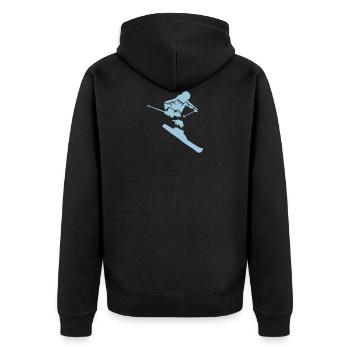 Skiing - skier and mountain silhouette - Unisex Premium Organic Zip Hoodie - black - Back - Nico (187cm)